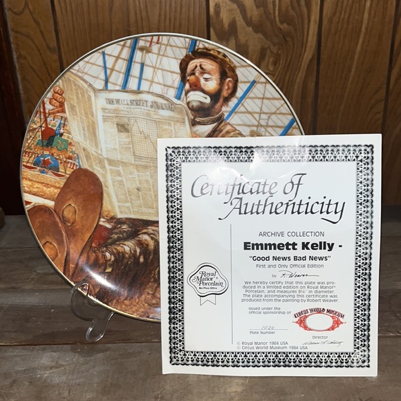 Emmett Kelly good news bad news collection plate. New in box - Picture 5 of 8